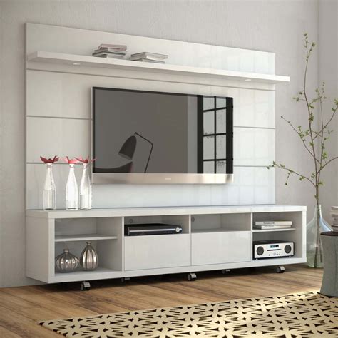 Rack com Painel Horizon Branco Brilho 217 cm in 2021 | Tv wall, Living ...