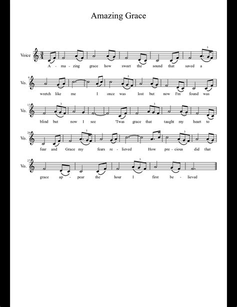 Amazing Grace sheet music download free in PDF or MIDI