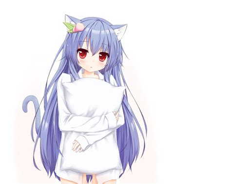 anime, Pillow, Animal Ears, Nekomimi, Hinanawi Tenshi, Touhou, Cat Girl, Red Eyes Wallpapers HD ...