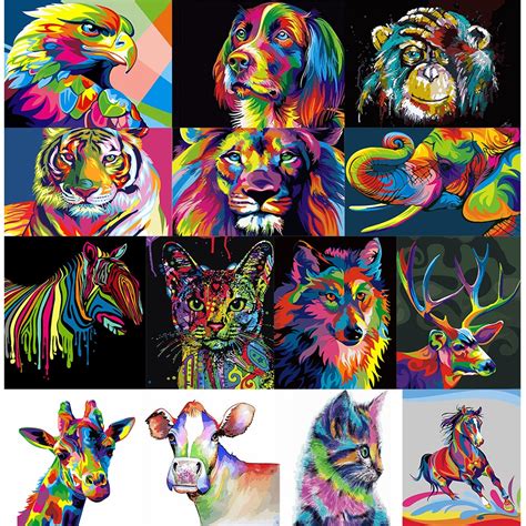 Frameless Colorful Animals Abstract Painting Diy Digital Painting By ...