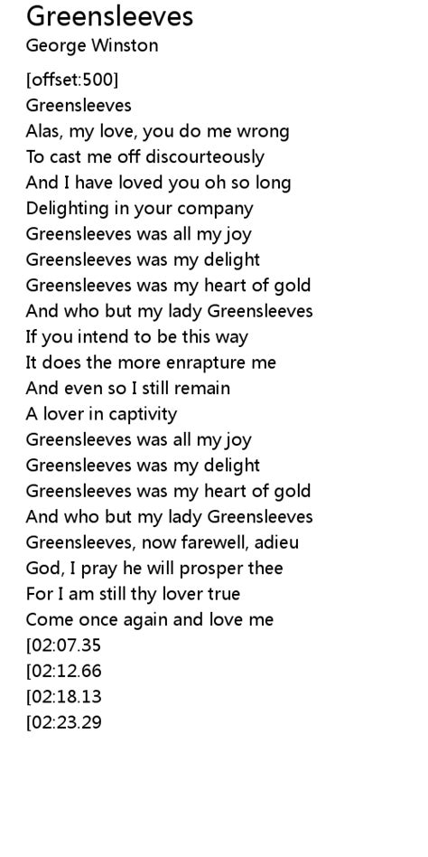 Greensleeves Lyrics - Follow Lyrics