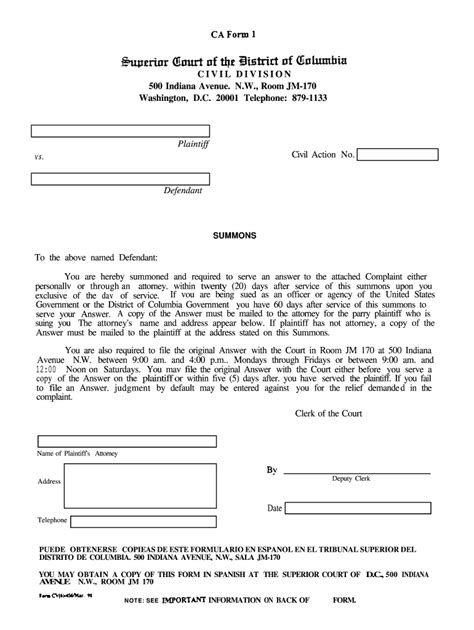 Dc Superior Court Forms Fill Online Printable Fillable Blank ...