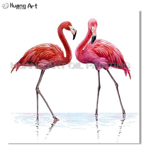 Professional Artist Reproduction High Quality Red Flamingo Oil Painting on Canvas Handmade Funny ...