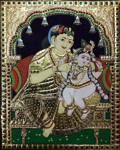 Yashoda krishna in Tanjore Painting by Jyoti Tibrewal