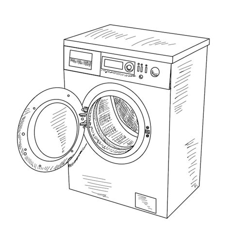 Premium Vector | White background washing machine sketch outline