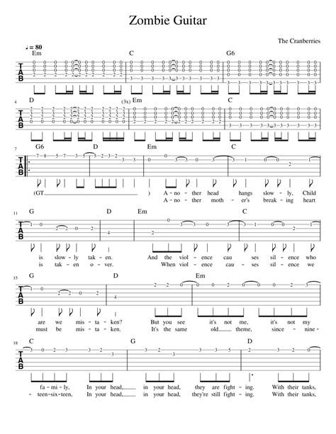 Zombie Guitar Sheet music for Guitar (Solo) | Musescore.com