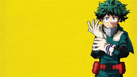 Coiffures vertes Izuku Midoriya Deku Fond jaune My Hero Academia HD Desktop Fond d'écran ...