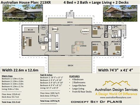 4 Bedrooms Acreage house Plan 211 m2 2270 Sq Foot 4 | Etsy