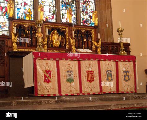 Alter inside Bangor Cathedral North West Wales Stock Photo - Alamy