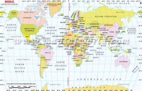 Latitude And Longitude Map With Countries
