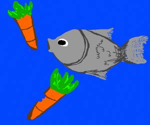 Fish cooking a Vegetable - Drawception