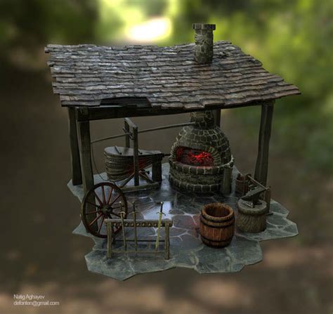 ArtStation - Medieval Blacksmith Shop. Lowpoly game asset, Natiq ...