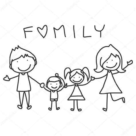 Pictures: drawing cartoon picture | Hand drawing cartoon happy family — Stock Vector ...