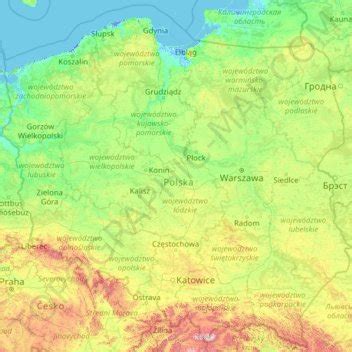 Poland topographic map, elevation, terrain