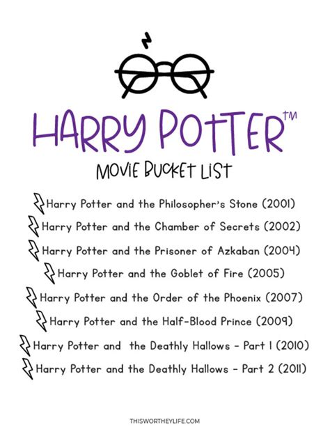 Harry Potter Movie List In Order + Free Printables