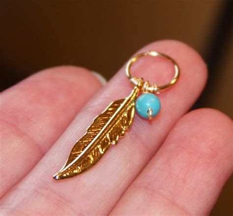 Small Feather Cartilage Earrings 14k Gold Filled Hoop