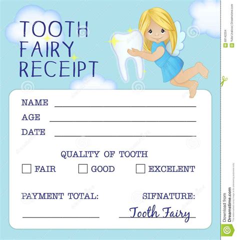 Tooth Fairy Receipt Certificate Design Stock Vector In Tooth Fairy ...