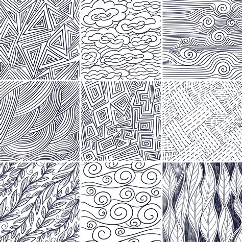 Abstract hand draw doodle pattern set design 4939210 Vector Art at Vecteezy