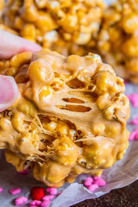 Peanut Butter Butterscotch Popcorn Balls - the kind of cook recipe