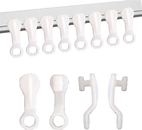 100PCS Curtain Hooks,Curtain White Hooks,Light Plastic Curtain Hook ...