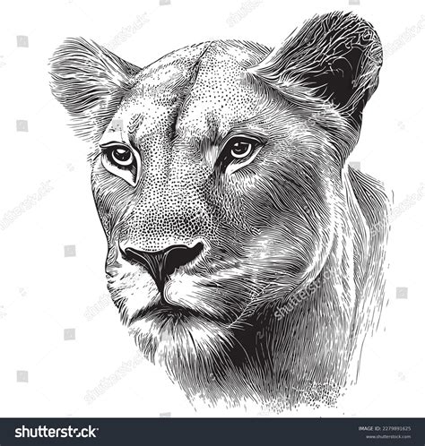 Simple Lioness Head Drawing