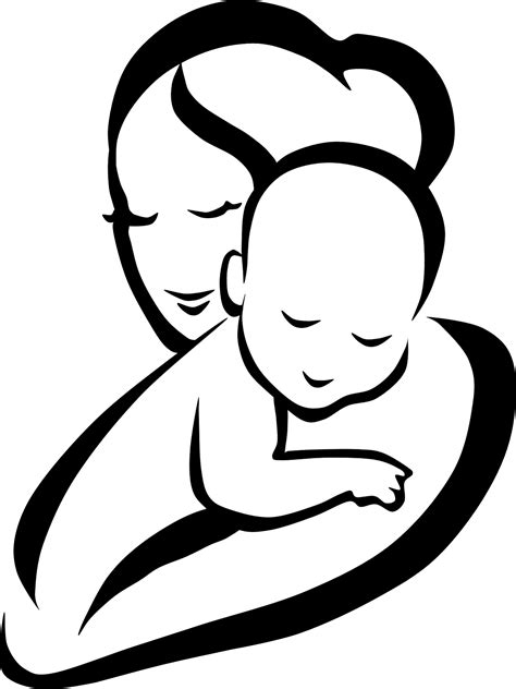 Mother and Child Clipart3 | Mothers day drawings, Baby sketch, Mother art