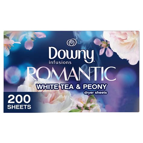 Downy Infusions Dryer Sheets, Romantic White Tea & Peony, 200 Count ...