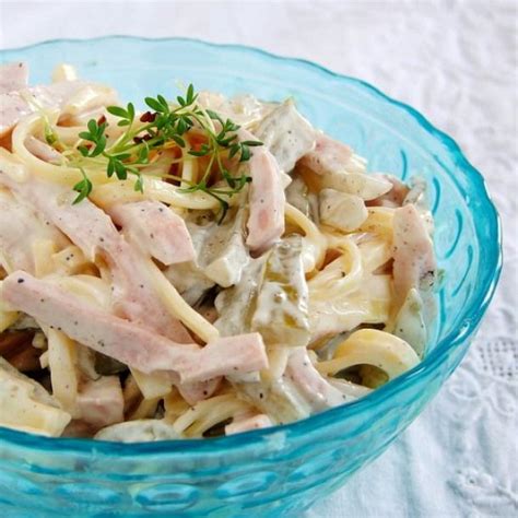 Salad With mortadella. Mortadella salad with cheese and pickled cucumber (in Polish) #healthy # ...