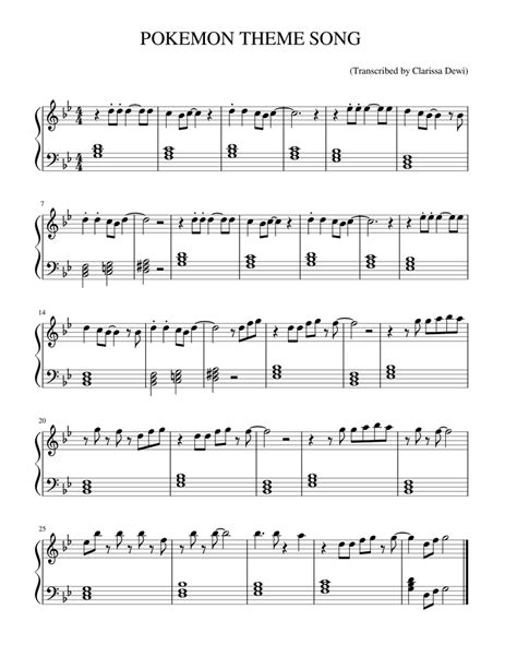 Afirmar Rítmico perrito pokemon theme song piano sheet music pdf También Obligar calentar