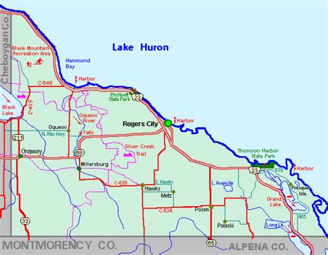 Presque Isle County Map Tour - lakes - snowmobile - ATV - river - hike ...