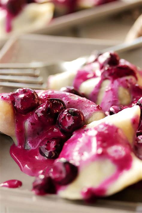 Homemade Blueberry Perogies with Blueberry Sour Cream Sauce | Recipe in ...