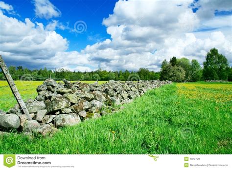 Stone Old Fence With Antique Vases On A Background Of Trees Stock Image ...