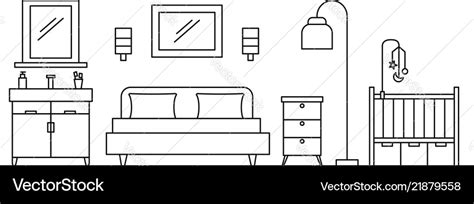 Bedroom concept background outline style Vector Image