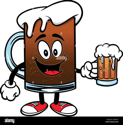 Root Beer with a Beer - A cartoon illustration of a Root Beer Mascot ...