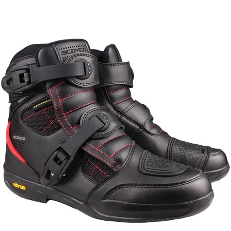 SCOYCO Motorcycle Boots Waterproof High Ankle Racing boots Leather Motocross Off Road Racing ...