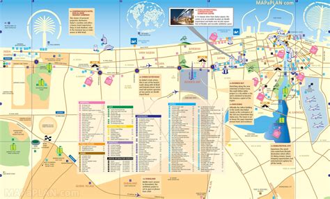 Map of Dubai tourist: attractions and monuments of Dubai