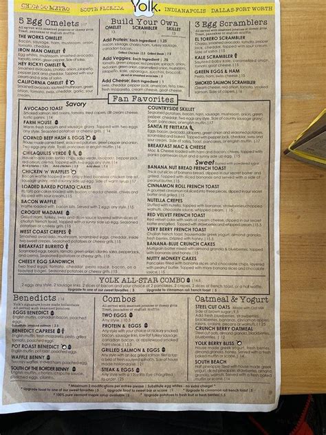 Menu at Yolk - Oak Park/River Forest restaurant, River Forest