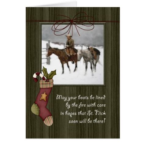 Vintage Cowboy Christmas | Barnwood Greeting Card | Zazzle