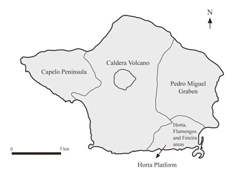 Faial Island map showing the geomorphological units defined by Madeira,... | Download Scientific ...