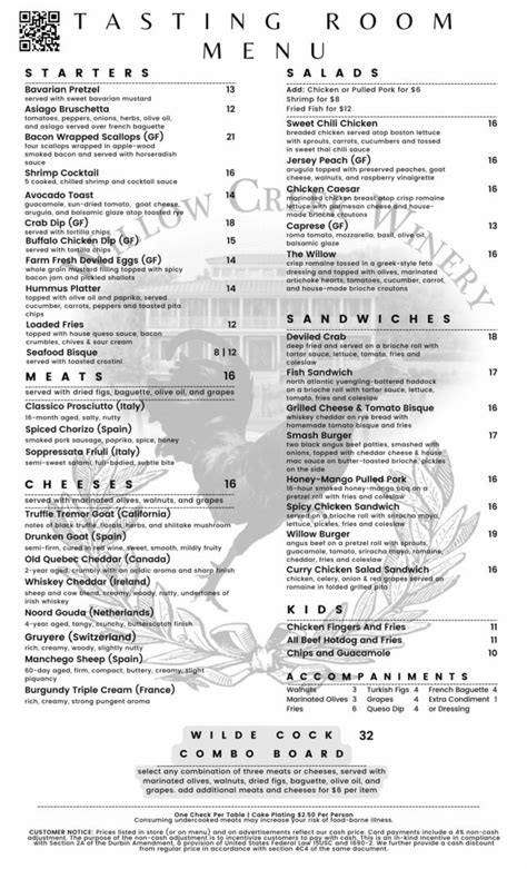 Menus - Willow Creek Winery & Farm