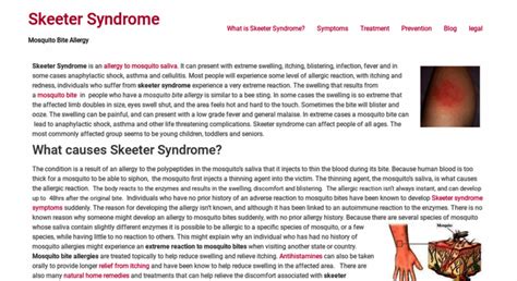 Access skeetersyndrome.net. Mosquito Bite Allergy | Skeeter Syndrome |Skeeter Syndrome Symptoms