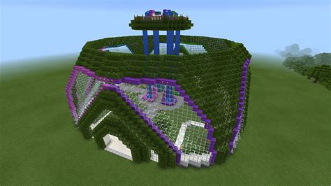 Minecraft Garden Dome Waterfall Neon Glass Green House Planetarium ...