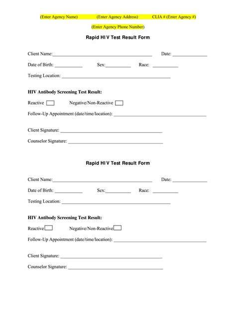 Hiv Test Results Example Pdf - Fill Online, Printable, Fillable, Blank | pdfFiller