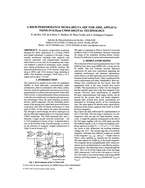 (PDF) High-performance sigma-delta ADC for ADSL applications in 0.35 μm CMOS digital technology