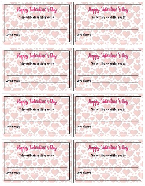 Free Printable Valentine's Day Gift Certificates