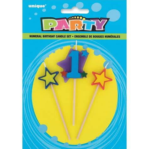 Stars & Number 1 Birthday Candles Set, 4 in, Multicolor, 3pc - Walmart.com - Walmart.com