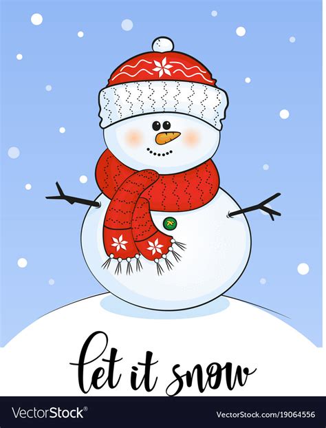 Christmas cards with snowman and winter lettering Vector Image