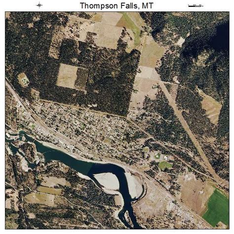 Aerial Photography Map of Thompson Falls, MT Montana