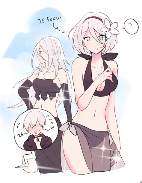 9S admiring 2B featuring A2 | NieR: Automata | Know Your Meme