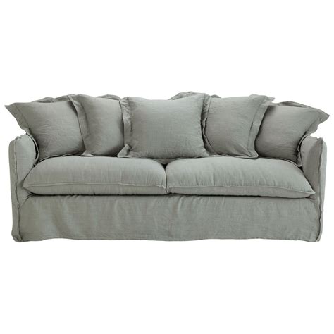 3/4 seater linen sofa in grey Barcelone | Maisons du Monde